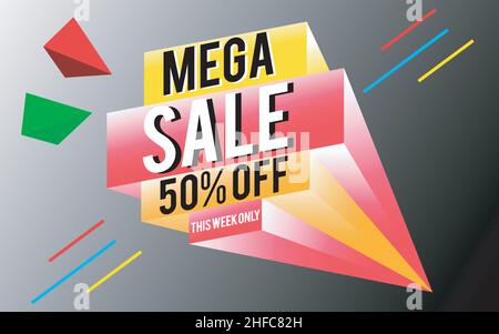 Sales Banner 3D In Vector Format. Stock Vector