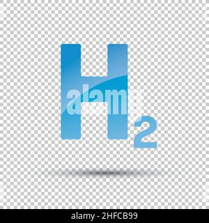 H2 Hydrogen logo icon isolated on checked background. H2 sign. Vector illustration. Eps 10 vector file. Stock Vector
