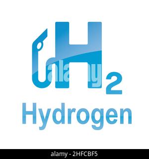 Blue Hydrogen filling H2 Gas Pump station icon isolated on white background. H2 station sign. Vector illustration. Eps 10 vector file. Stock Vector