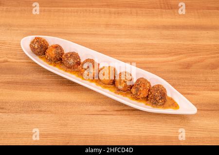 Rice blood sausage is a type of blood sausage that contains rice inside. It is traditionally made in the slaughter of the pig using its blood and mixi Stock Photo