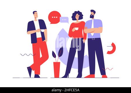 Vector illustration on the subject of coffee break and communication. Editable stroke Stock Vector