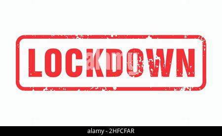 Lockdown Rubber Stamp. Red Lockdown Rubber Grunge Stamp Seal on white background. Vector illustration. Eps 10 vector file. Stock Vector