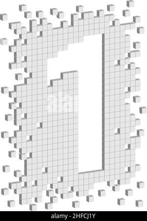 Number one with small white scattered cubes, 3d vector illustration Stock Vector