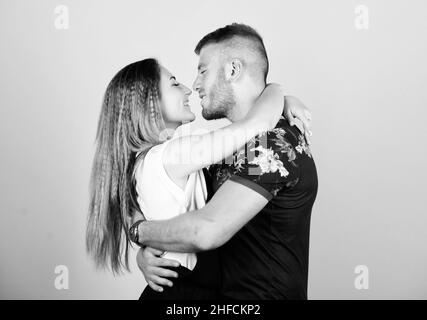 Romantic man kissing his girlfriend isolated on white background Stock  Photo - Alamy