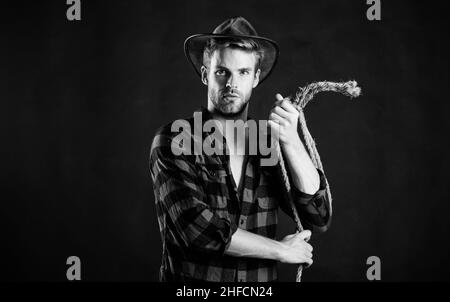 Real Cowboys Never Run. Western Cowboy Portrait. Man Checkered Shirt on  Ranch. Vintage Style Man Stock Image - Image of americana, rancher:  178238463