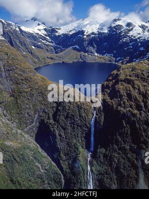 Sutherland Falls, Fiordland National Park, Southland Region, South Island, New Zealand Stock Photo