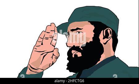 Fidel Salute vector art illustration Stock Vector