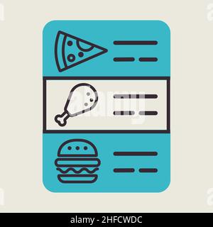 Online food menu vector flat icon. Delivery sign. Graph symbol for cooking web site and apps design, logo, app, UI Stock Vector