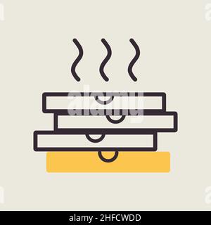 Stock vector flat icon of four boxes for pizza. Delivery sign. Graph symbol for cooking web site and apps design, logo, app, UI Stock Vector