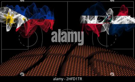 Philippines vs Dominican Republic Basketball, smoke flag, Sport game Stock Photo