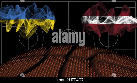 Ukraine vs Latvia Basketball, smoke flag, Sport game Stock Photo