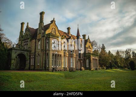 Denzell House, nestled in the beautiful surroundings of the Denzell Gardens (Devisdale) on an early winter morning with blue sky. Stock Photo