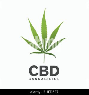 CBD leaf or Marijuana, hemp leaf. Medical cannabis plant. Isolated on white. Graphic design element for printables, web, prints, t-shirt. Vector illus Stock Vector