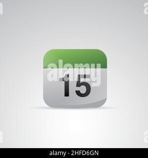 calendar icon in Flat Glossy color style isolated on gray background. Vector illustration. Eps 10 vector file. Stock Vector