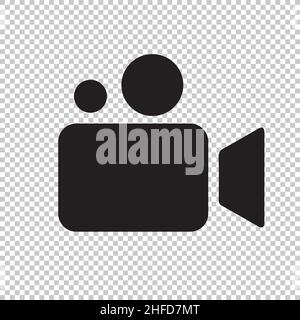 Video camera icon, Cinema camera  vector icon on checked transparent background. Vector illustration. Eps 10 vector file. Stock Vector