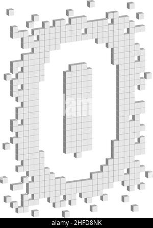 Concept vector graphics digit zero with a lot of white cubes out Stock Vector