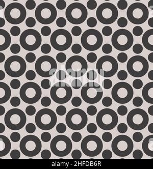 Circles Geometric Seamless Background in Black and White Color. Vector Tileable pattern. Stock Vector