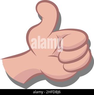 Cartoon style Thumbs Up Emoji Icon Illustration. Gesture Like Vector Symbol Emoticon Design in trendy cartoon vector. Isolated on white background Stock Vector