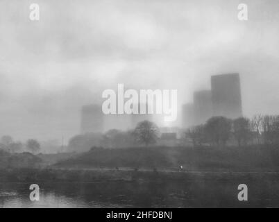 Tillydrone, Aberdeen in thick fog Stock Photo