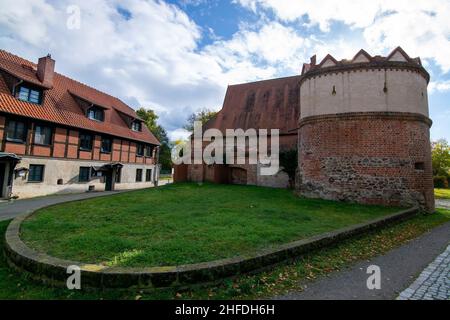 The Salzwedeler Gate is the only one of four city gates which is still preserved in the hanse city Gardelegen. It was built in the 16th century and wa Stock Photo