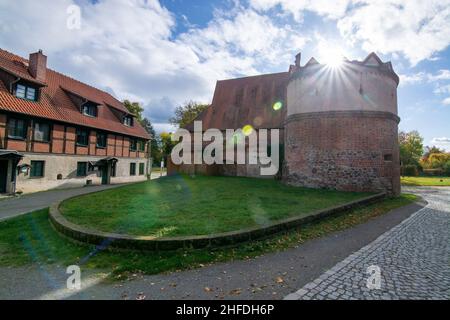 The Salzwedeler Gate is the only one of four city gates which is still preserved in the hanse city Gardelegen. It was built in the 16th century and wa Stock Photo