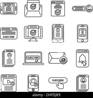 Subscriotion icons set outline vector. Business membership. Model envelope Stock Vector
