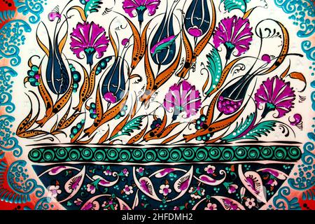 Ottoman Turkish art with geometric patterns on surfaces Stock