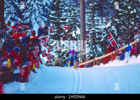 Todd Boonstra (USA) competing in the men's 10km cross country skiing at the 1994 Olympic Winter Games. Stock Photo