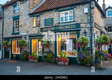 Hunters of Helmsley Delicatessen, located at Helmsley, North Yorkshire Stock Photo