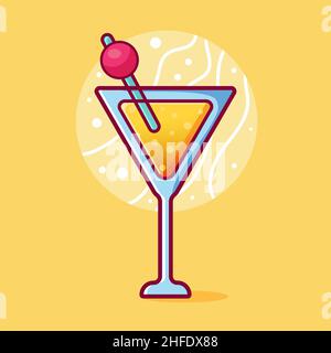 cocktail isolated cartoon vector illustration in outline flat style Stock Vector