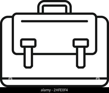 Leather laptop bag icon outline vector. Suitcase shoulder. Travel suitcase Stock Vector
