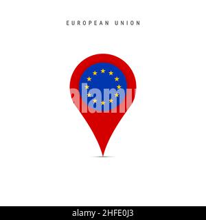 Teardrop map marker with flag of European Union. EU flag inserted in ...