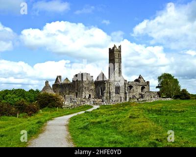 famous Quin Abbey in Ireland from outside Stock Photo