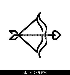 Cupid bow and arrow icon. Valentine day romantic symbol. Pixel perfect, editable stroke icon Stock Vector