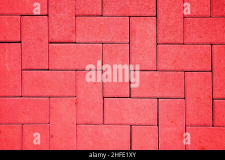 pavement pattern made with cast concrete blocks in red color Stock ...
