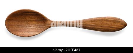 top view of wooden spoon isolated on white Stock Photo