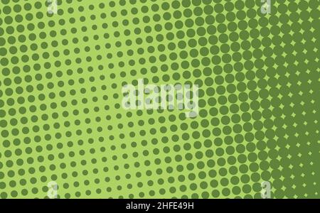 Pop art creative concept colorful comics book magazine cover. Polka dots green background. Cartoon halftone retro pattern. Abstract dotted design for Stock Vector
