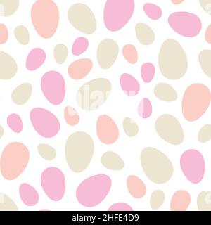 Happy Easter seamless pattern with colorful eggs on white background. Polka dots design for card, postcard, wallpaper, posters. Vector stock Stock Vector
