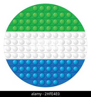 Glass light ball with flag of Sierra Leone. Round sphere, template icon. National symbol. Glossy realistic ball, 3D vector illustration. Trendy Stock Vector