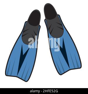 Fins for scuba diving, color vector illustration in cartoon style. Stock Vector