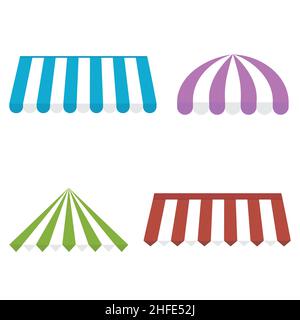 canopy design illustration set, color isolated illustration on white background. Stock Vector