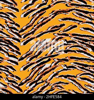 Abstract modern tiger seamless pattern. Animals trendy background. Orange and black decorative vector stock illustration for print, card, postcard Stock Vector