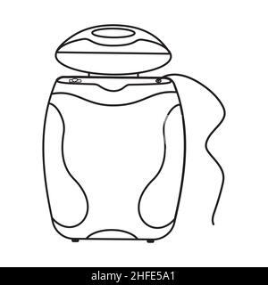 Dental floss, black outline, vector isolated illustration on a white background, doodle. Stock Vector
