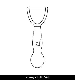 Dental floss, black outline, vector isolated illustration on a white background, doodle. Stock Vector