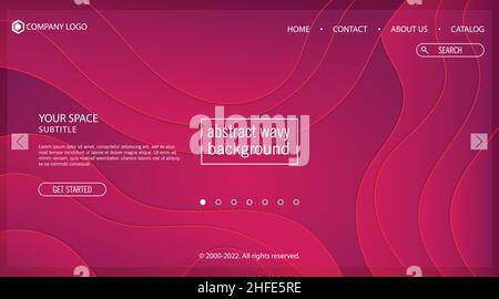 Website Landing Home Page Maroon, Purple, and deep pink abstract trendy wavy vector background template Stock Vector