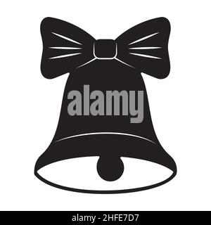 Christmas Bell Black Template Stencil, Isolated vector illustration. Stock Vector