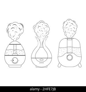 humidifier, black contour isolated illustration on a white background. Stock Vector