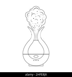 humidifier, black contour isolated illustration on a white background. Stock Vector