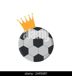 Soccer ball in a golden crown color vector illustration in flat style Stock Vector