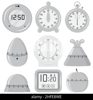 Set of kitchen timers isolated on a white background vector illustration. Stock Vector
